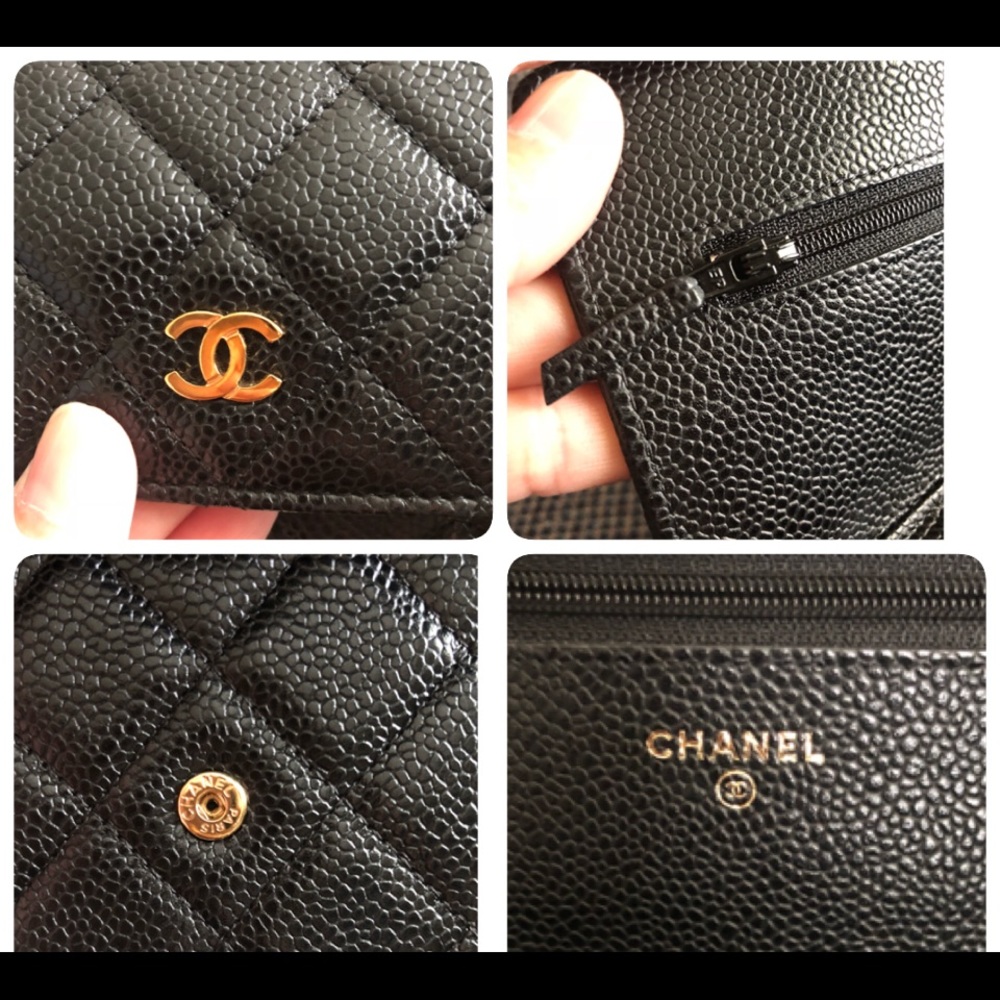 CHANEL Black Quieted Caviar Wallet On Chain Flap - Picture 7 of 8